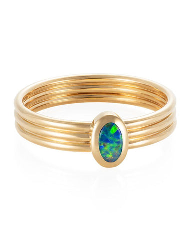 Oval Opal Triple Band Ring